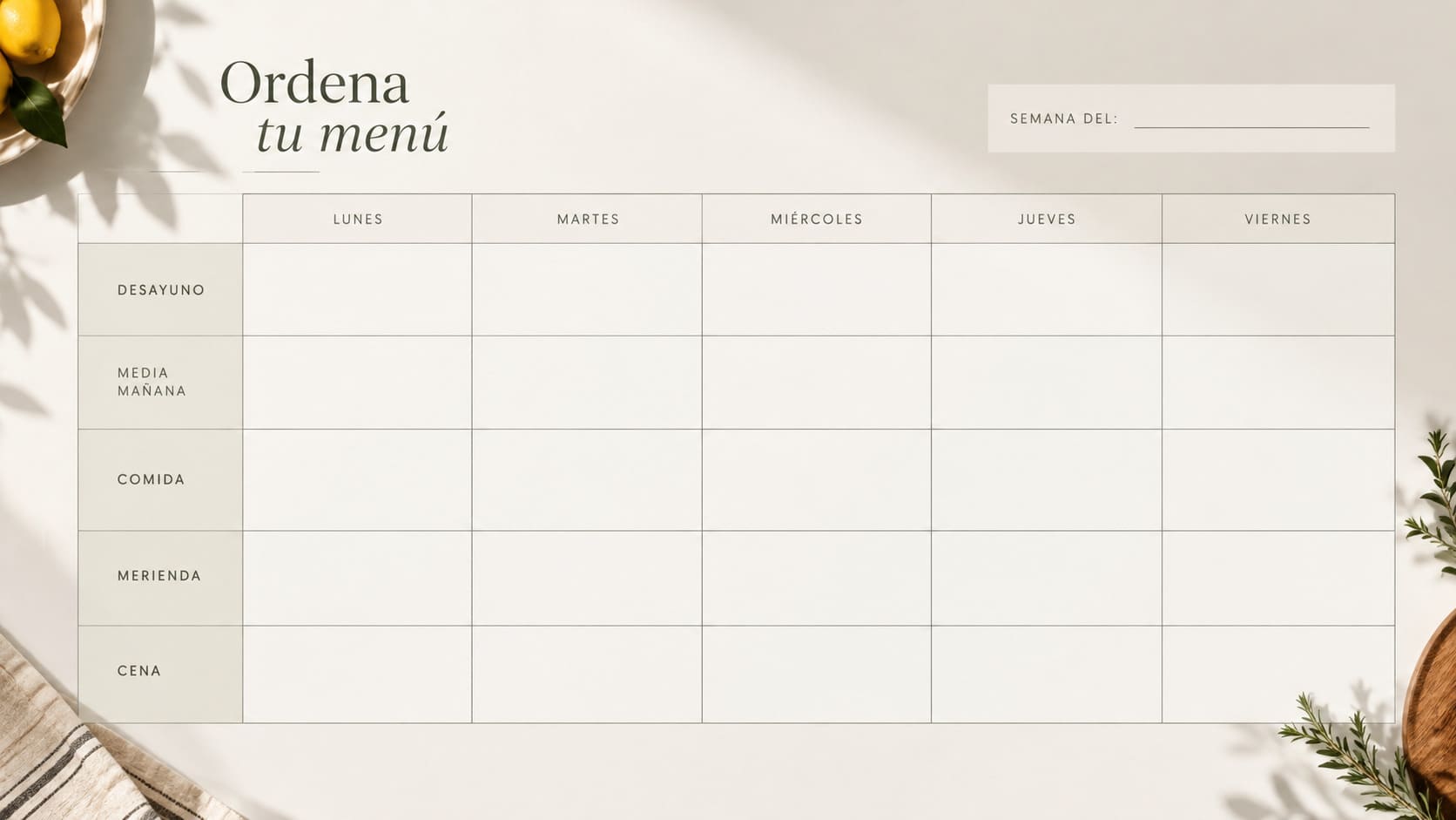Cómo organizar los menús semanales